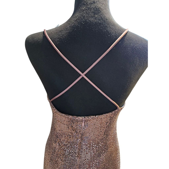 Betsy & Adam Pink Sequin Spaghetti Strap Dress Size 4 - Picture 5 of 6